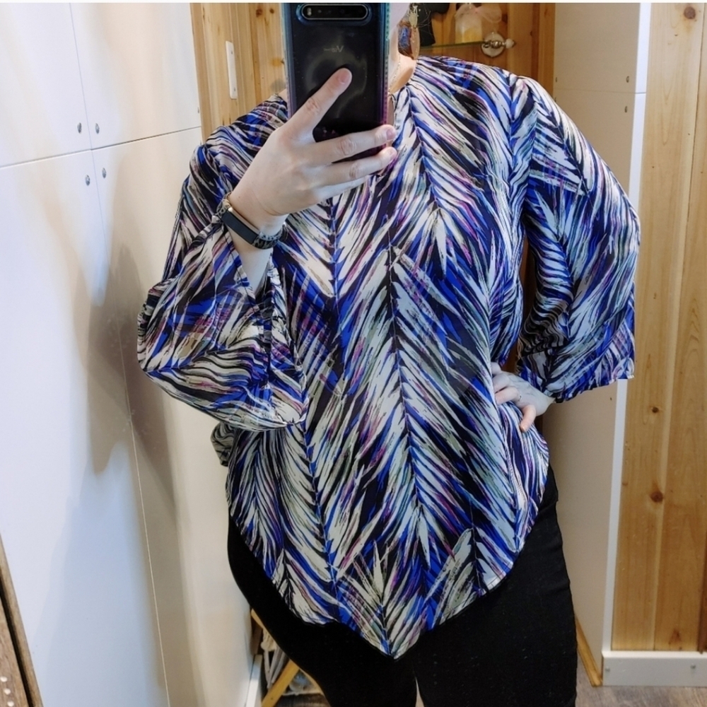 Banana Republic Factory Abstract Palm Print Flowy Tunic Blouse Medium